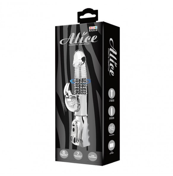 BAILE - ALICE Rabbit Swing Rotating Beads Vibrator (Battery - Transparent)